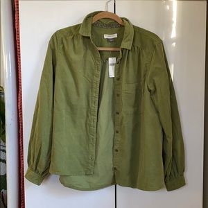 Anthro Apple Green Corduroy Blouse